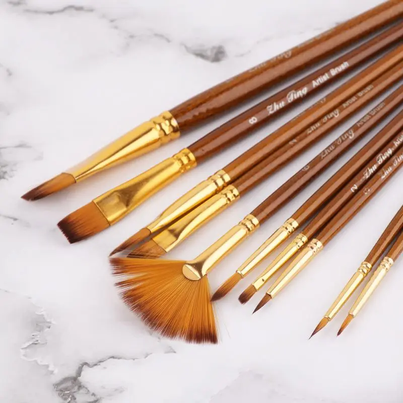 

10Pcs/set Watercolor Paint Brushes Pen Set Nylon Hair Painting Brush Variety Style Oil Acrylic Art Drawing Supplies