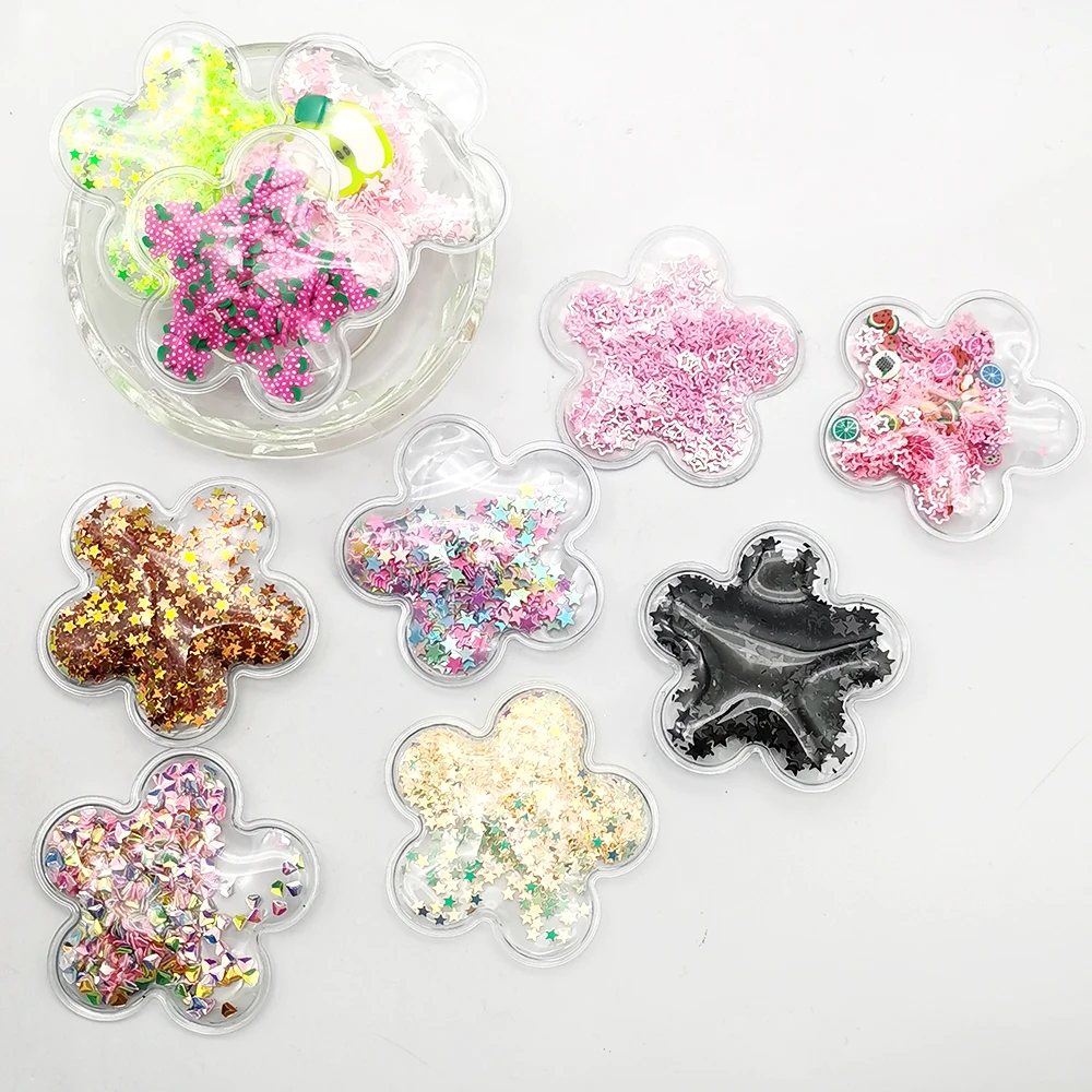 53x53 мм прозрачный шейкер в форме звезды Блестящие Блестки сделай сам зажим для