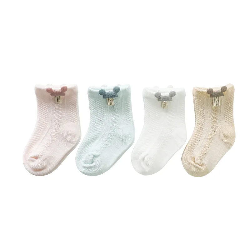 

1 Pair Newborn Summer Cartoon Soft Cotton Baby Girl Socks Summer Thin Breathable Mesh Short Sock Baby Socks 0-3Years