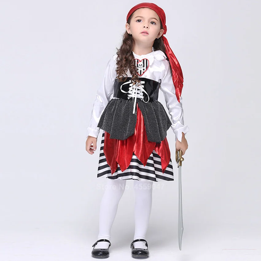 Платье пиратского костюма для девочек головной платок и пояс детский наружный