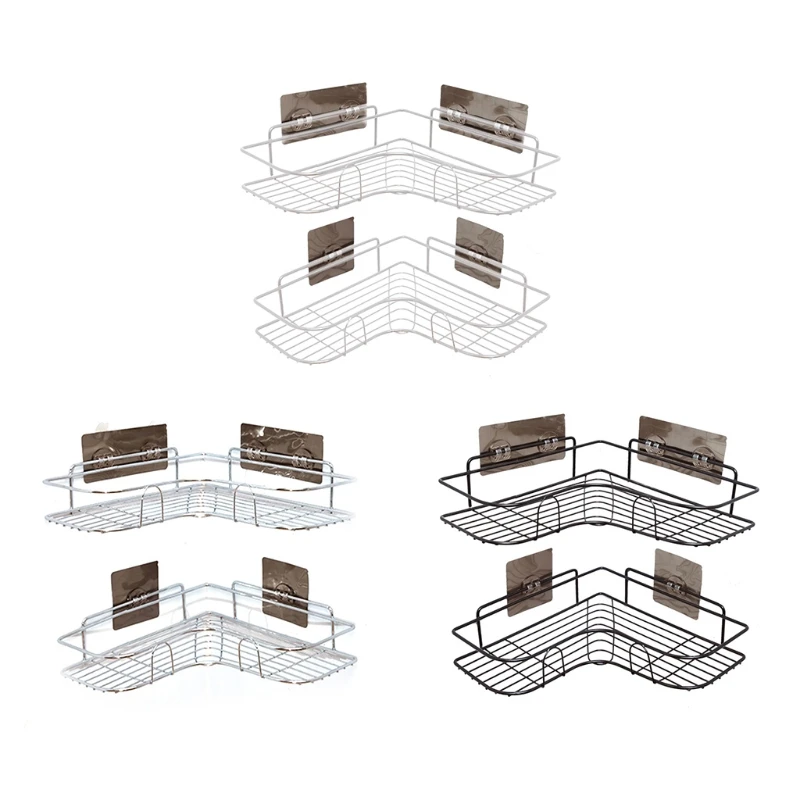 

2 Pcs Corner Shower Caddy Shelf Triangle Bathroom Storage Organizer Basket Rack for Bathroom Kitchen Laundry No Drilling Razor S
