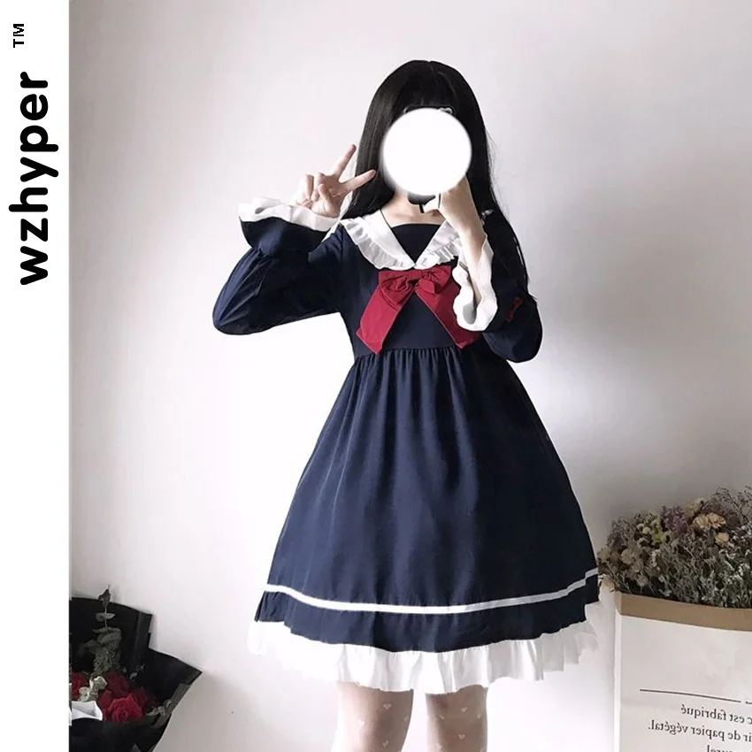 

Summer Short Sleeve Gothic Lolita Dress Harajuku Street Fashion Cross Cosplay Female Bow Dress Japanese Soft Sister Style Dress