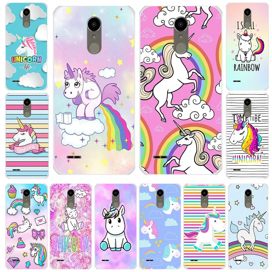 

Silicone Case For LG K10 2017 Soft TPU Cute Rainbow Unicorn Cover For LG K 10 2017 Phone Case