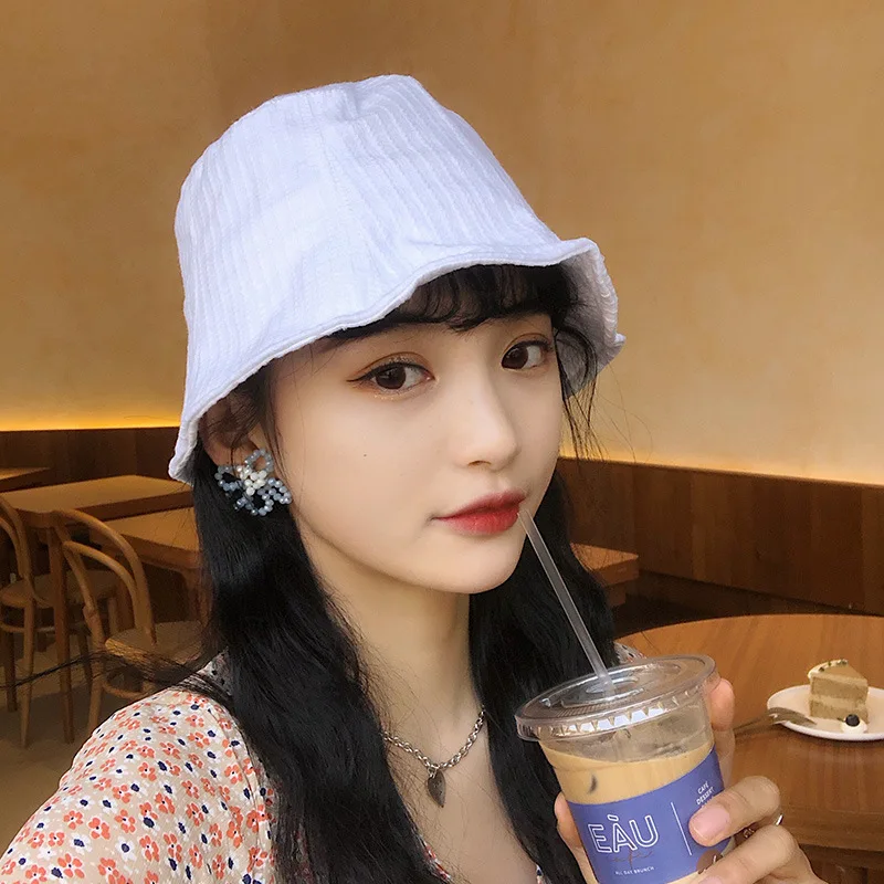 Summer Thin Fisherman Hat Korean Wild Pure Color Simple Sun Hat Student Bucket Hat Black and White
