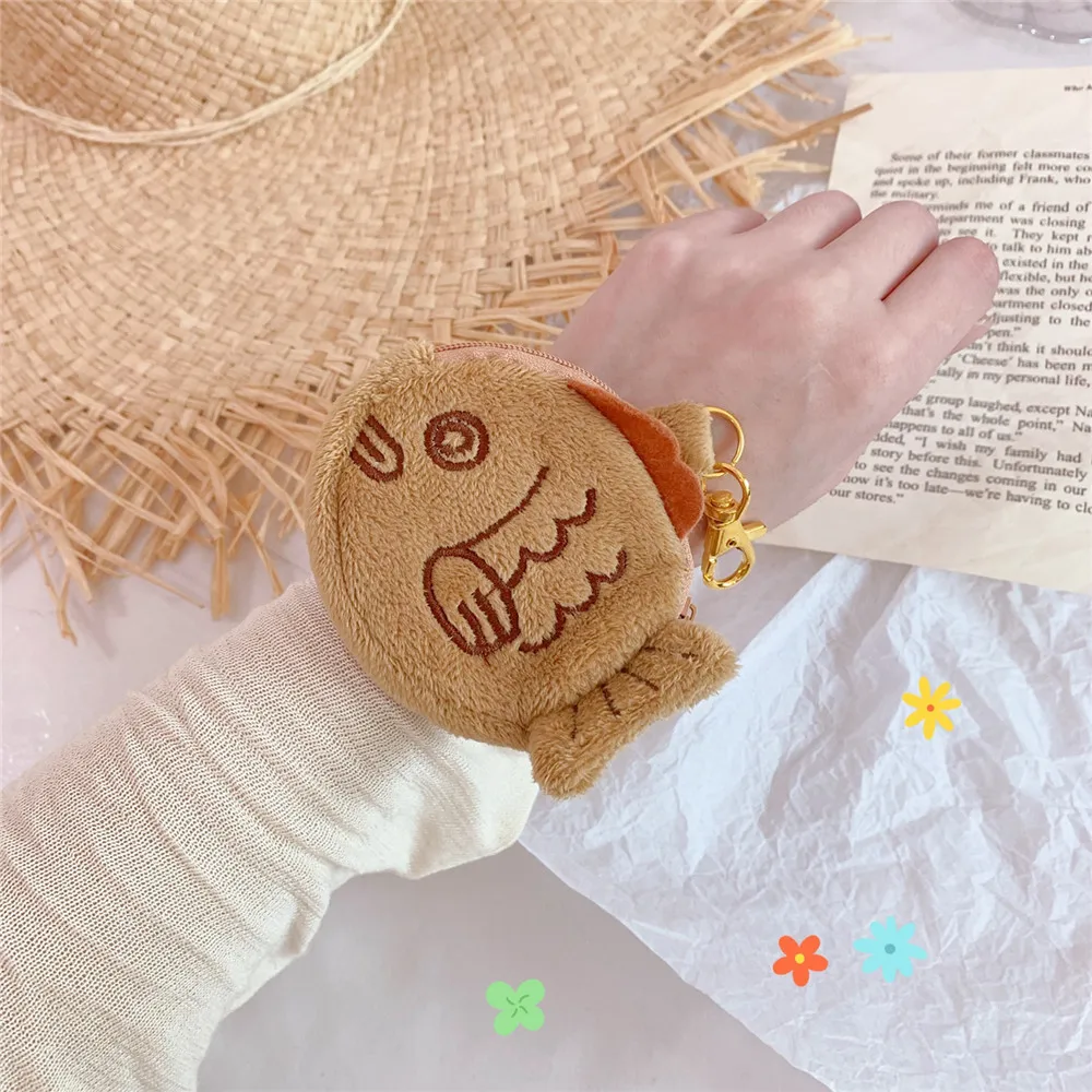 

1 Pcs Cute Cartoon Plush Fish Coin Purse Small Pendant Creative Soft Zipper Wallet Bag Portable Fashion Cartoon Wrist Bag Kawaii