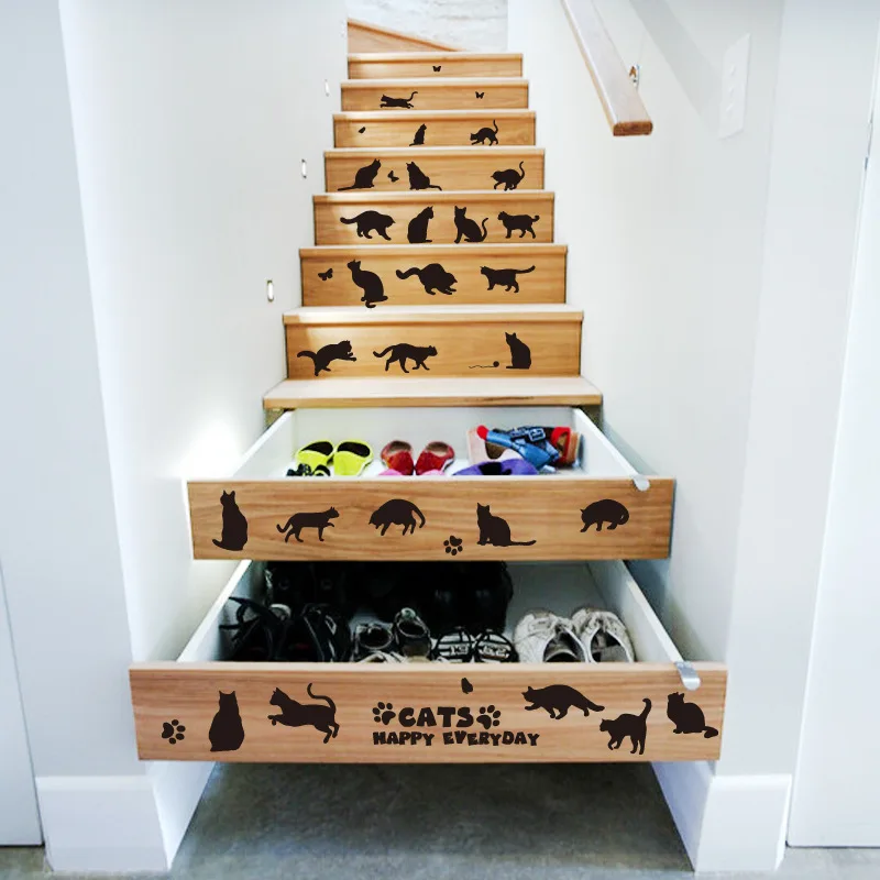 Настенные 3D наклейки с изображением черных кошек сделай сам аксессуары для