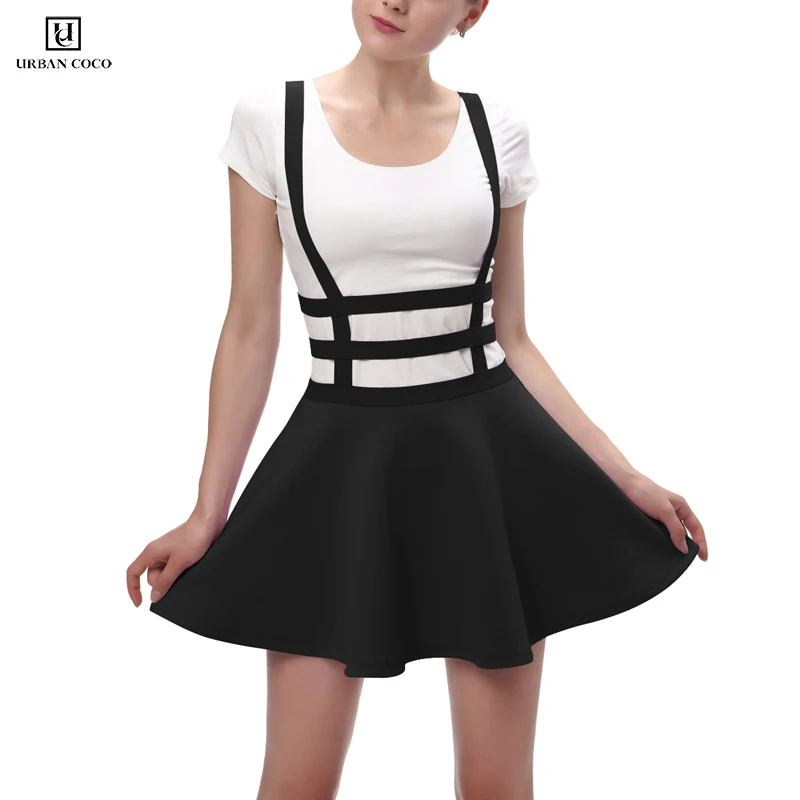 Женская однотонная плиссированная короткая юбка на подтяжках с эластичной