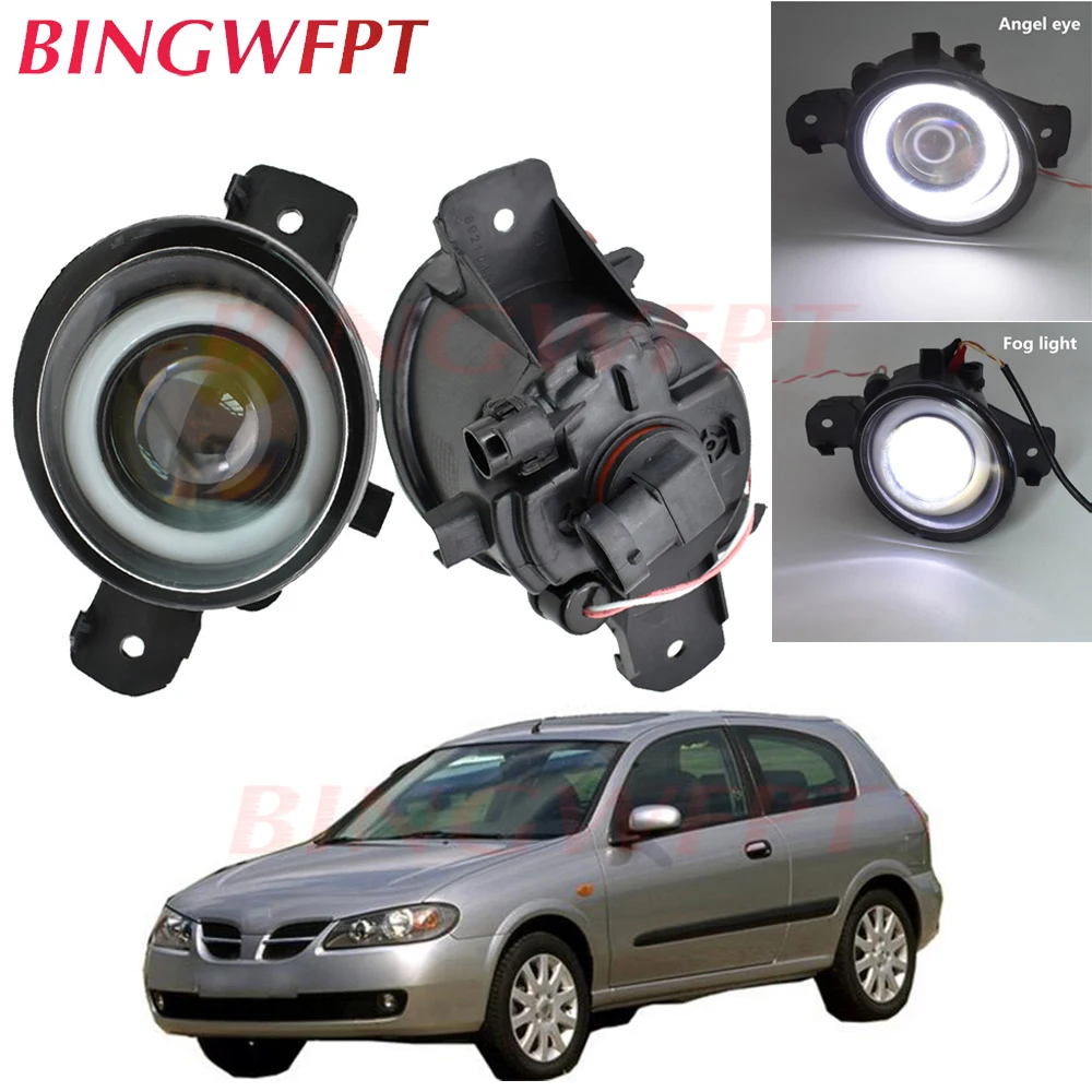

2 шт., противотуманные фары в сборе, Сверхъяркие светодиодный Противотуманные фары с ангельским глазом для Nissan Almera Versa Qashqai Urvan Sentra Teana 2001-2015