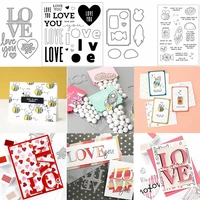 love letter words alphabet heart candy rocket cake pie sentence metal cutting dies match clear silicone stamps scrapbook cards