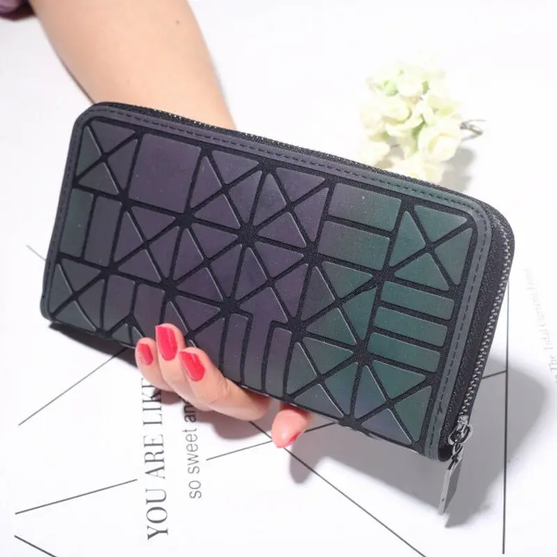

2021 New Women's Money Clips PU Leather Fashion Geometric Pattern Clutch Bag Credit Card Purse