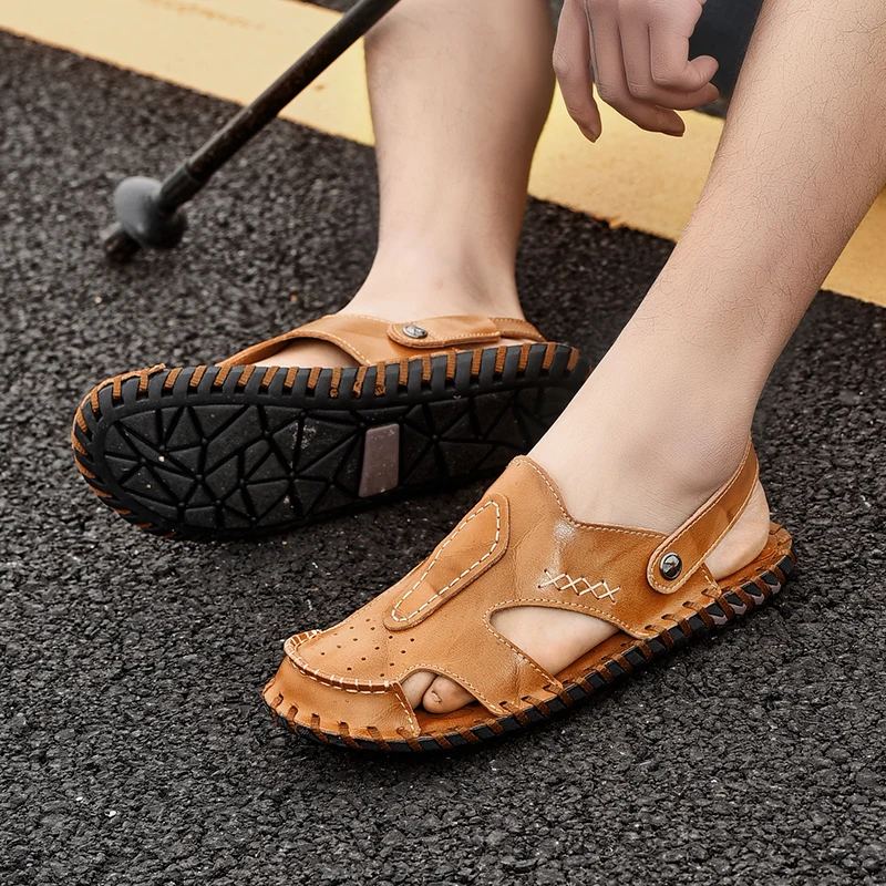 

Sandale Homme Mens Sandals Comfort Men Shoes Slip On Leather Summer For Gladiator Men's Size 44 Beach Plage Sandales Luxury