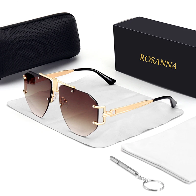 Солнцезащитные очки без оправы UV400 для мужчин и женщин нестандартные брендовые