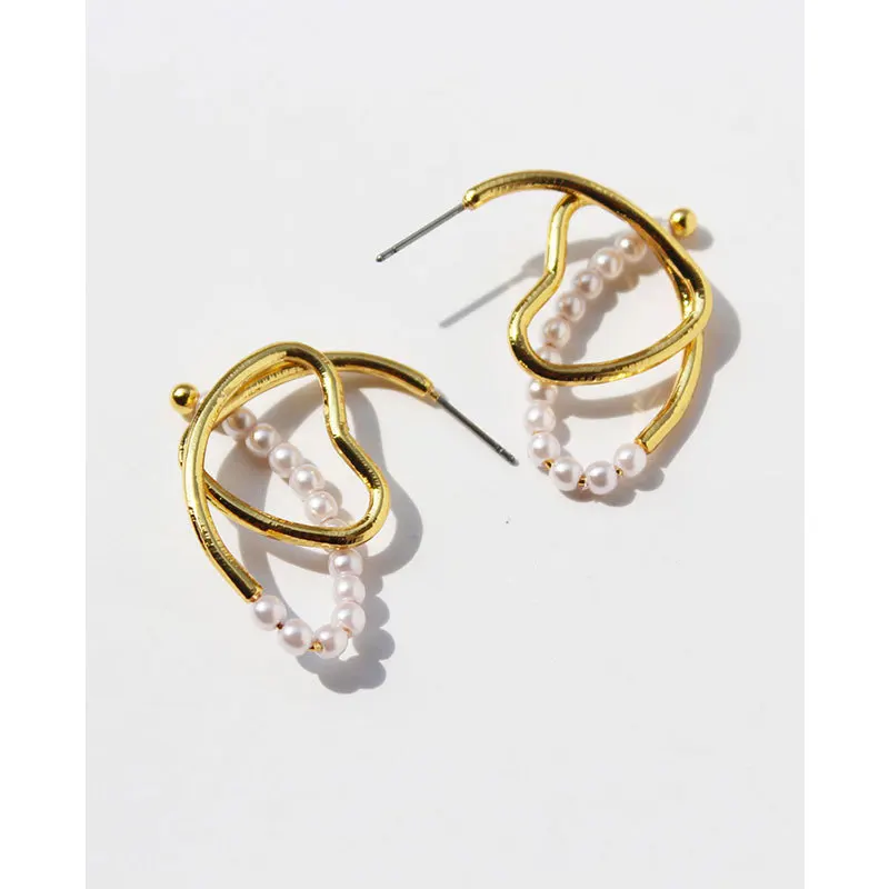 

Earrings for Women 2021 Statement Aesthetic Fake Pearls Heart Jewelry Woman Earring Gold Plated Filled Bijouterie Female