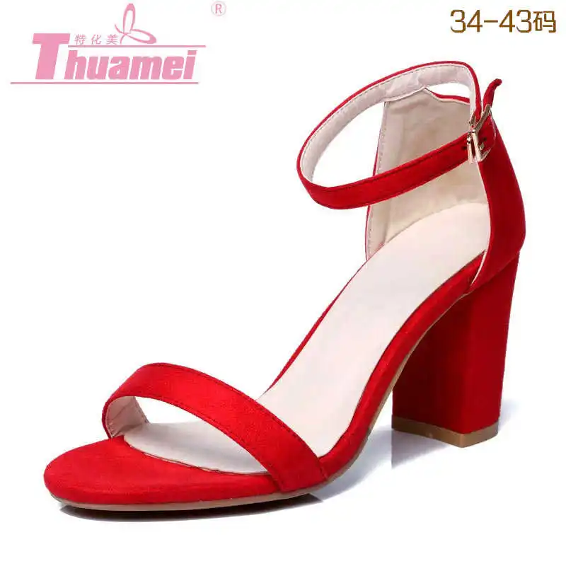 

2020 new small fresh two wear thick heel button open toe round head high heel sandals sexy high heel shoes