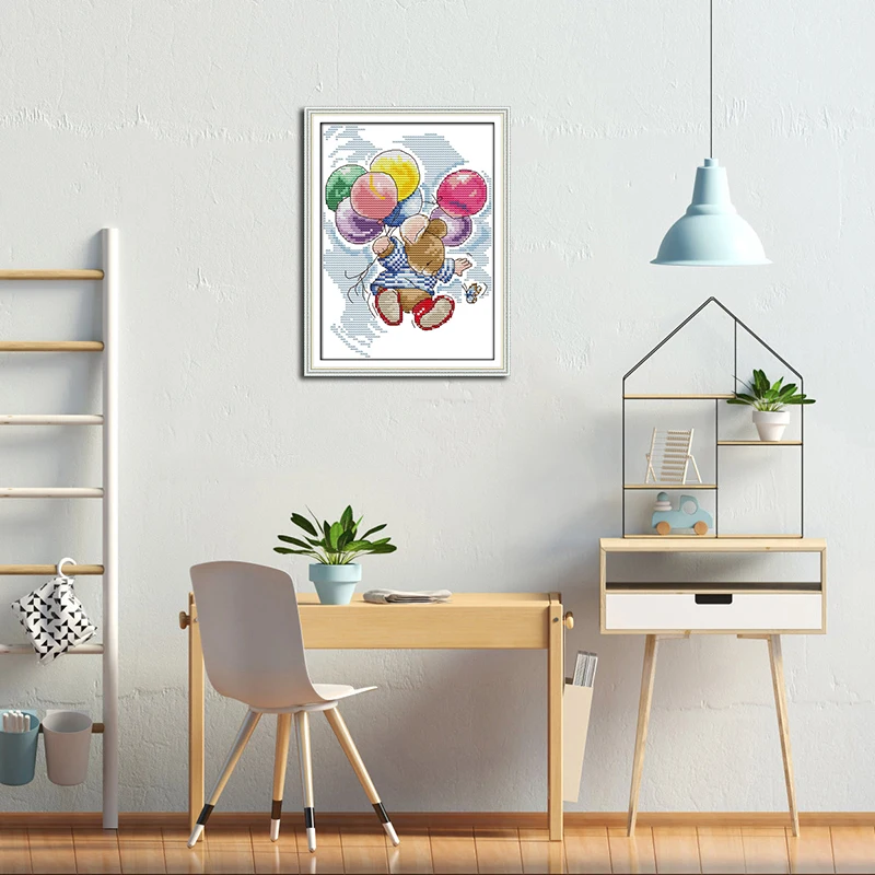 Joy Sunday мультяшный стиль воздушный шар Летающая мышь DIY Шаблоны для вышивки