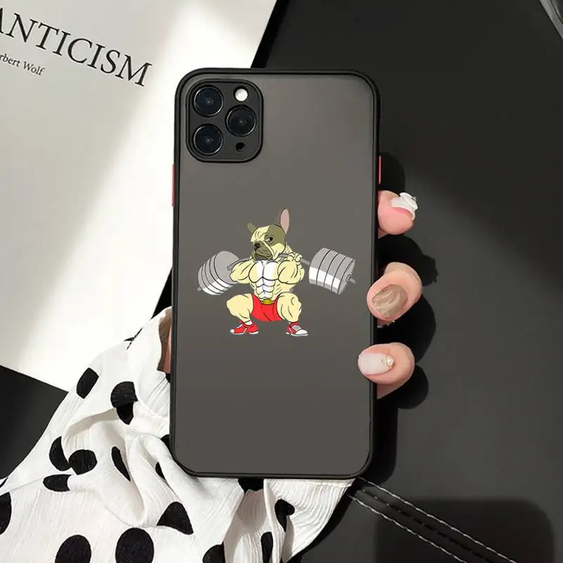 

Cute Cartoon Pug Animal Yoga Phone Case matte transparent For iphone 7 8 11 12 plus mini x xs xr pro max cover