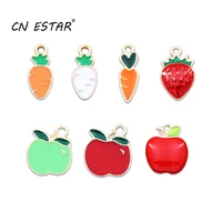 20pcslot enamel apple strawberry carrot charms diy jewelry alloy pendant earrings key chain pendant accessories materials