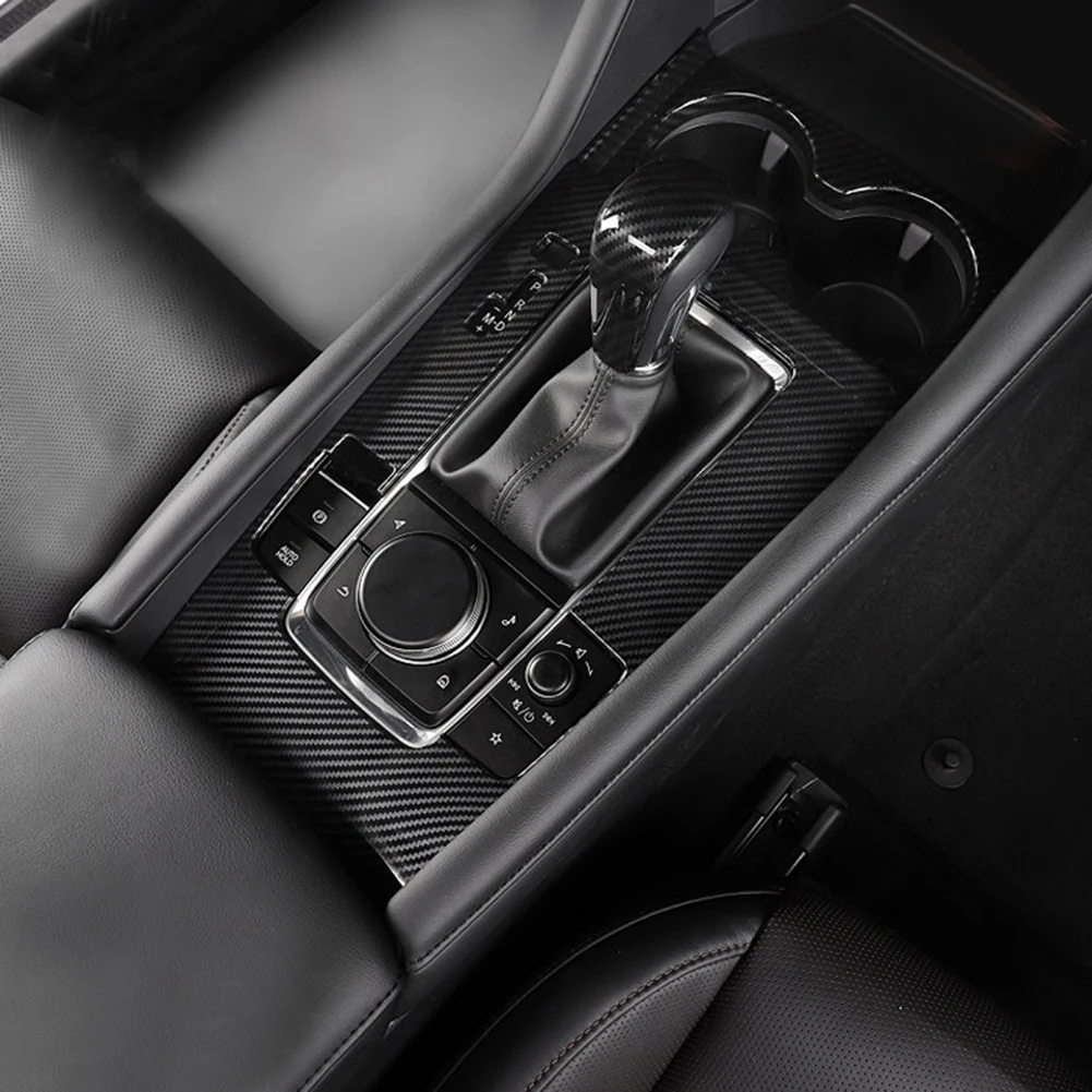 

For Mazda 3 2019-2020 Carbon Fiber ABS Interior Console Gear Shift Panel Cover Car Interior Decoration Supplies