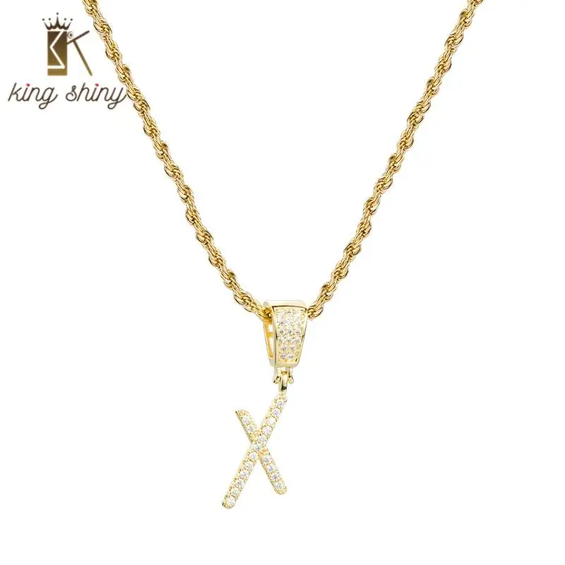 

Hip Hop Alphabet Copper Pendant Necklace for Woman Elegant Micro Pave Cubic Zirconia Letter A-Z Initials Necklace Girls Jewelry