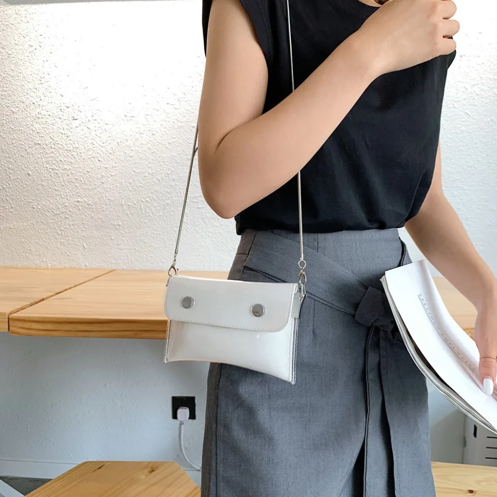 Women Waterproof Waist Bag Lether Jelly Chest Belt Bag PVC Ladies Transparent Crossbody Chain Bags Fashion Fanny Pack a08