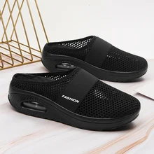Summer New Women's Casual Shoes Thick-soled Beach Sports Shoes Breathable Mesh Sports Shoes Flat Shoes Comfortable Casual Shoes (1)