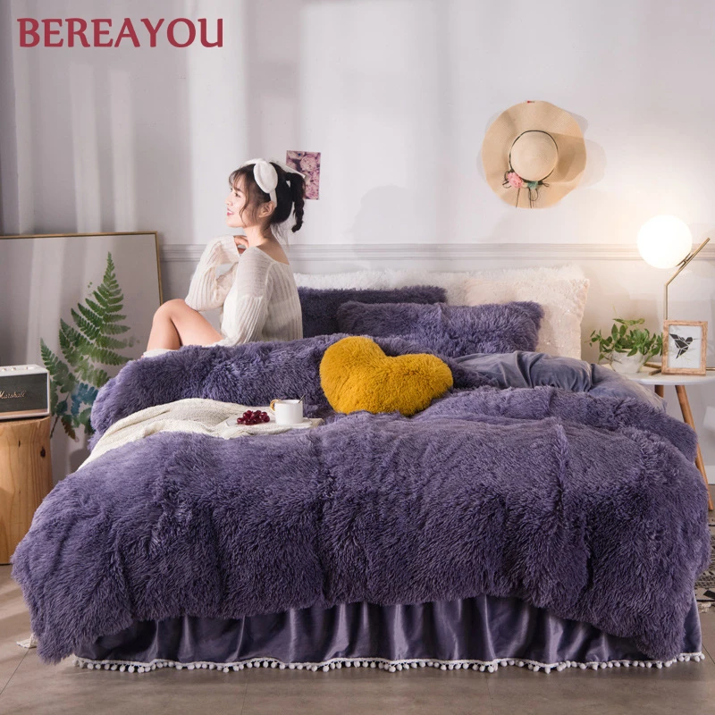 Комплекты постельного белья принцессы плюшевый пододеяльник юбка-кровать
