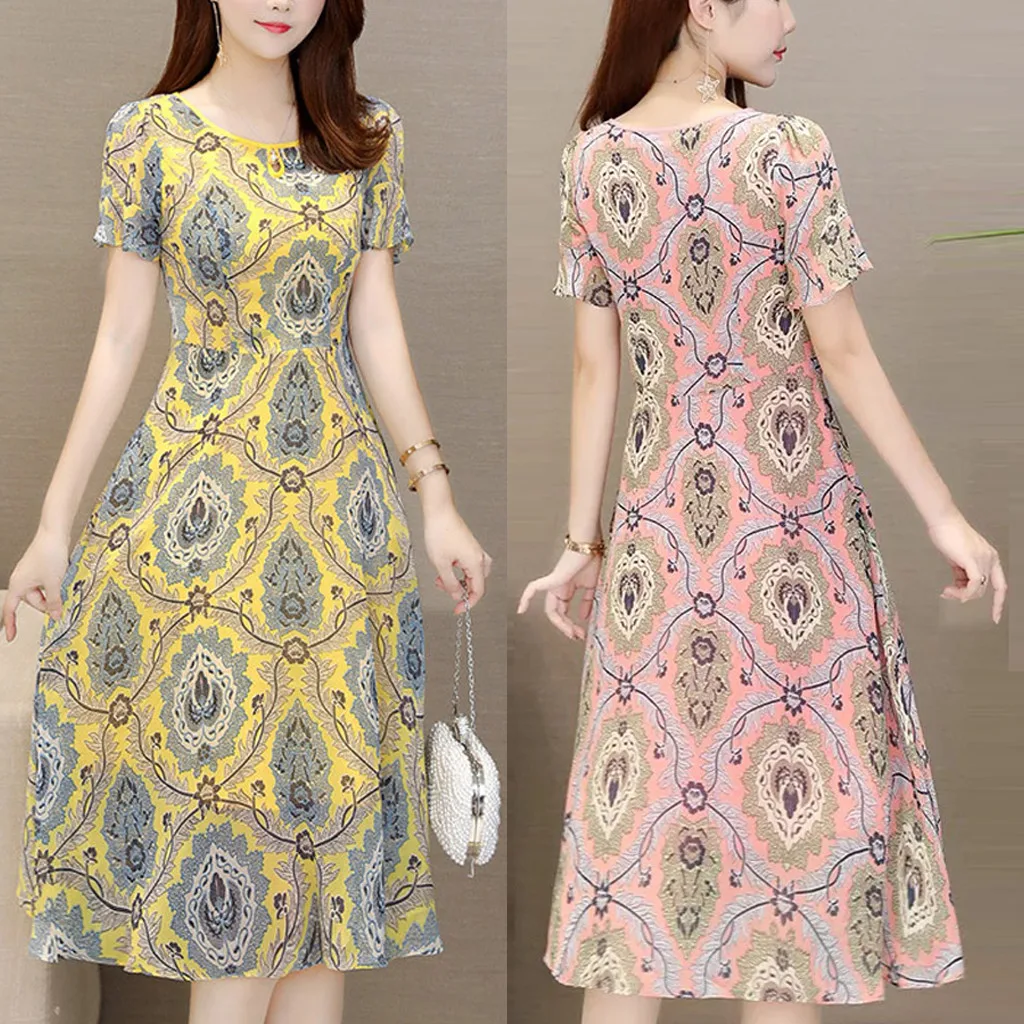 Летнее женское платье с цветочным принтом атласное тонкое элегантное богемное