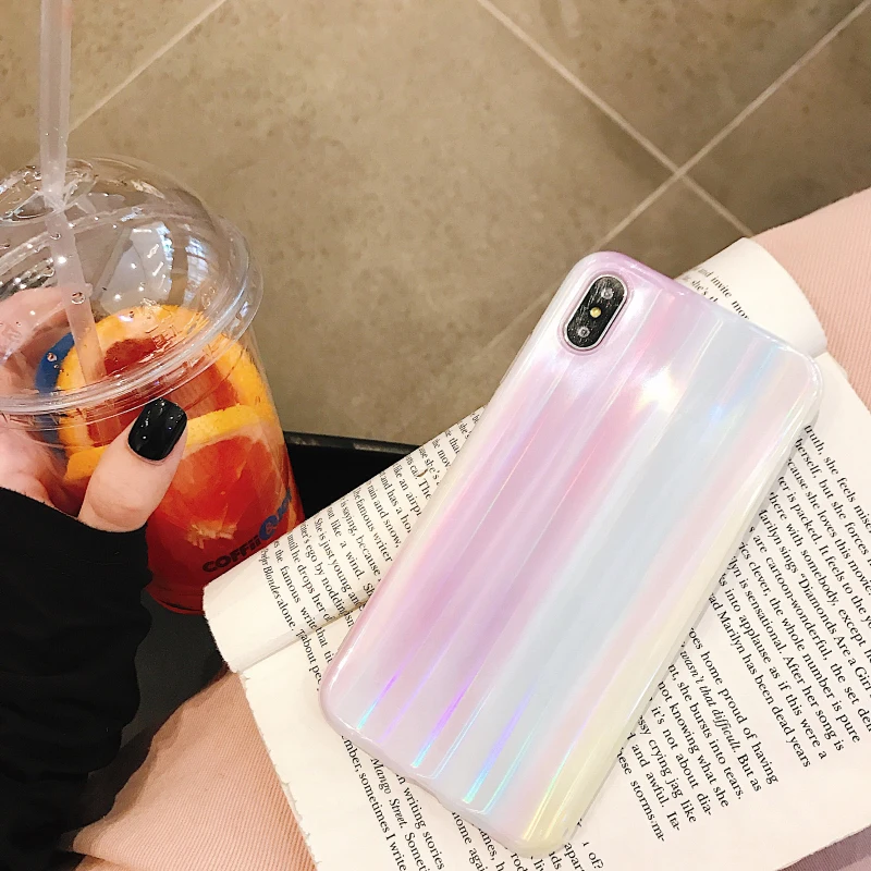 Лазерный Радужный телефонный чехол GlamPhoneCase для iPhone X XS Max XR мягкий силиконовый 7 8 6