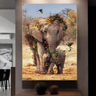 Мать и ребенок слон холст картины настенное искусство абстрактные животные фотография для гостиной домашний декор