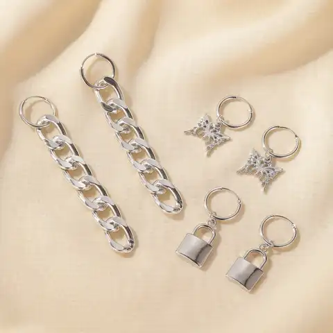 серьги кольца серьги висячие сережки бижутерия Модные длинные висячие серьги с цепочкой и бабочкой для женщин, простые металлические кругл...