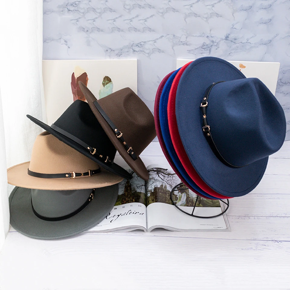 Мужская шляпа с широкими полями 7 см искусственная шерсть фетровая для женщин и