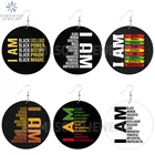 SOMESOOR черные качественные образованные женские деревянные висячие серьги с принтом необычные мощные высказывания петли Висячие Ювелирные изделия Подарки