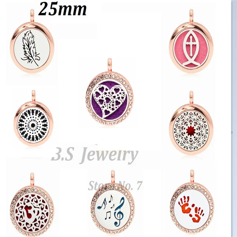 Йога/перо/рыба крест 25 мм розовое золото эфирное масло диффузор медальон