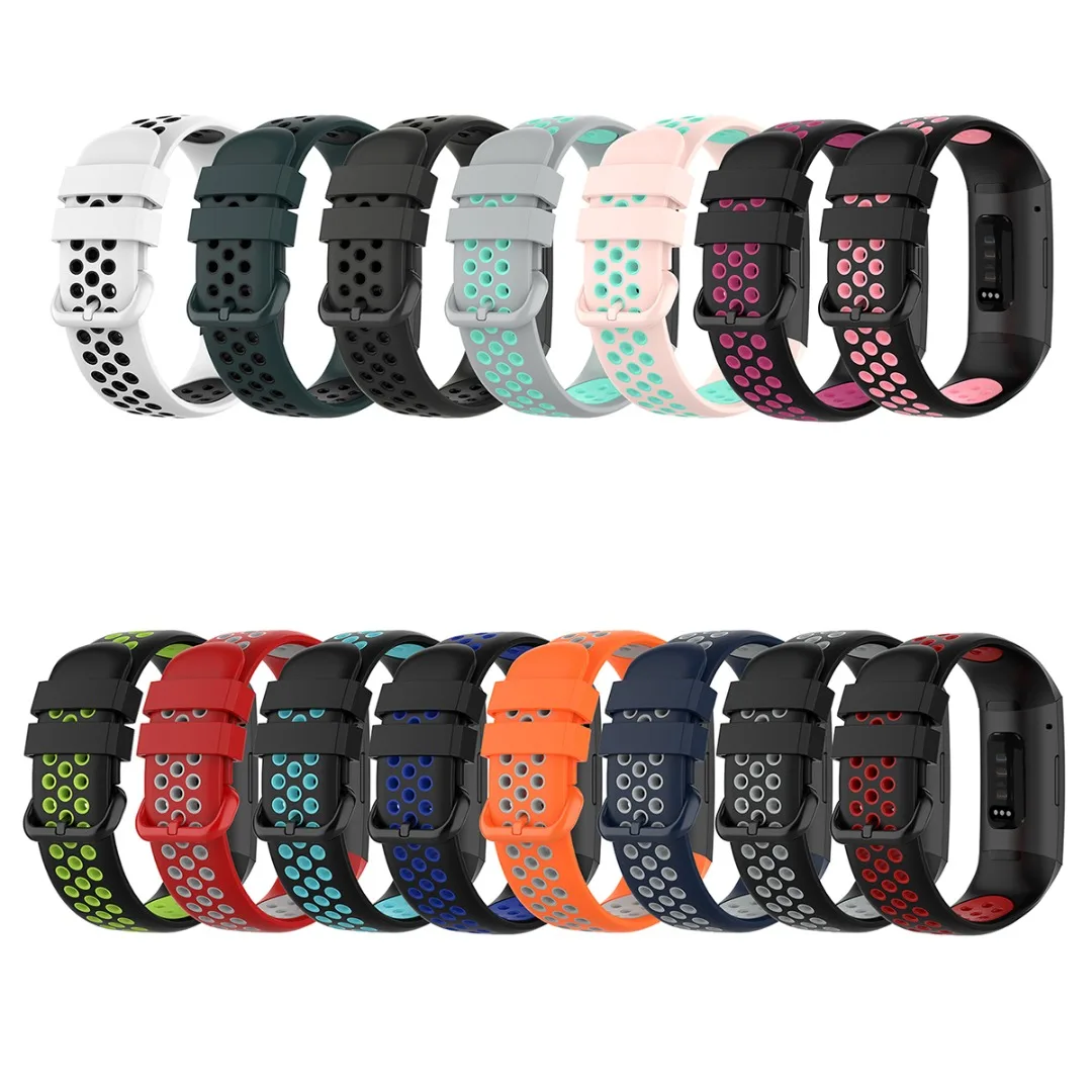 Two Color Silicone Strap For Fitbit Charge 4/3/3 SE/4 SE Watchbands Porous Breathable Watch Band Fashion Sport Replace Strap