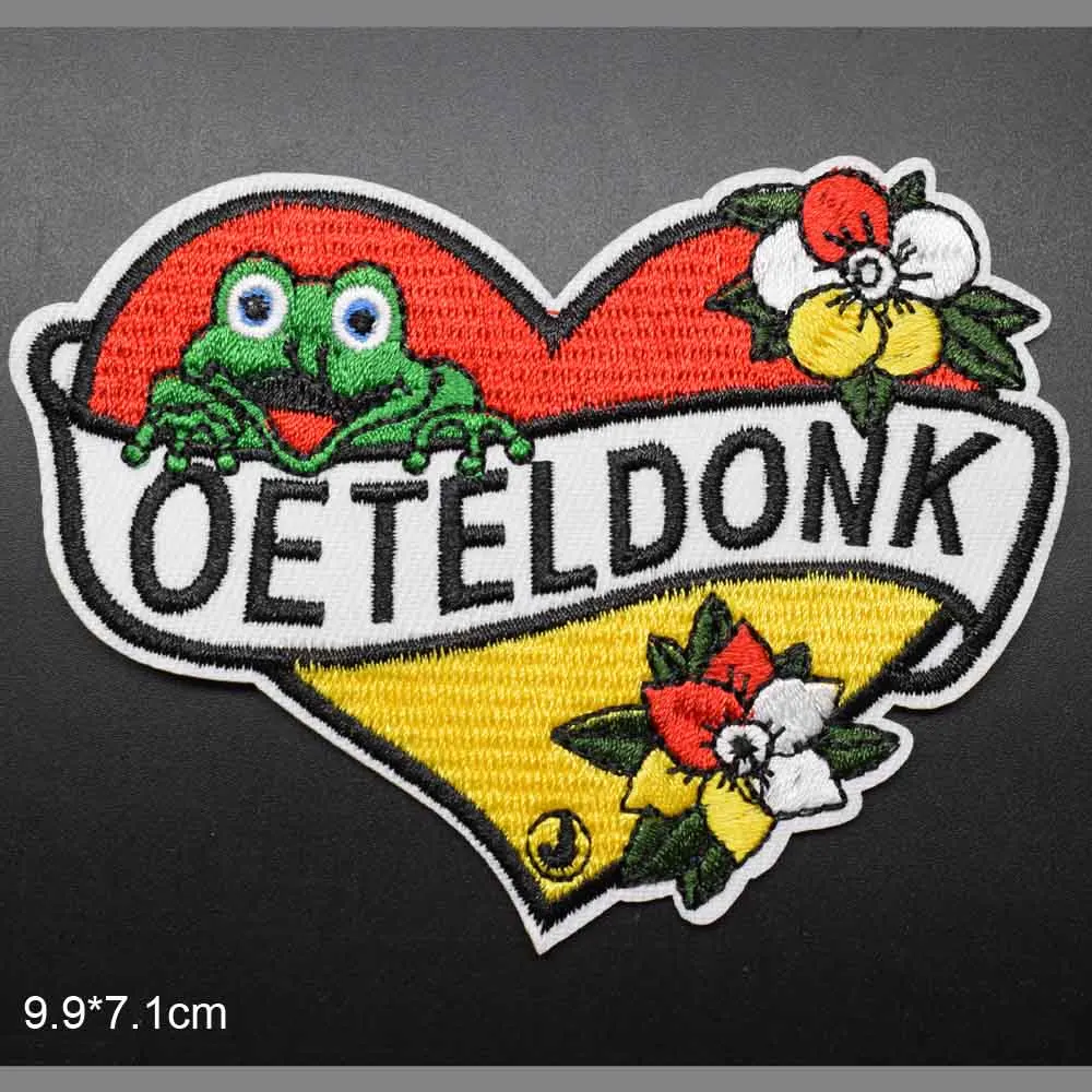 Фото Oeteldonk эмблема полная вышитая лягушка карнавал для Нидерландов утюжок на вышитые