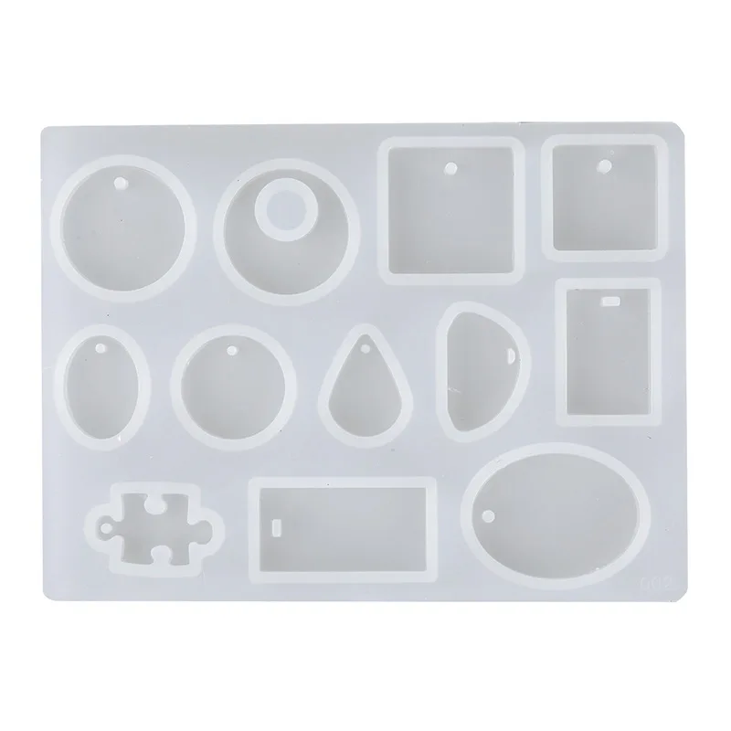 

2021 New Crystal Drop Mold Silica Gel Necklace Silica Gel DIY Handmade Jewelry Water Drop Square Ellipse Puzzle with Hole Mold