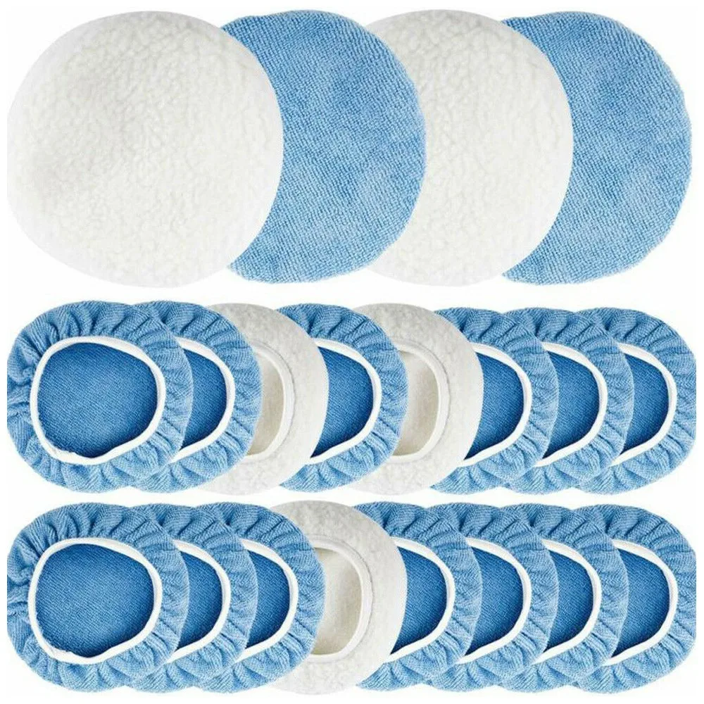 

20Pcs 5-6Inch Microfiber Car Polisher Pad Cover Polishing Bonnet Waxing Pad Orbital Buffer Car Body Washing Discs Accessories