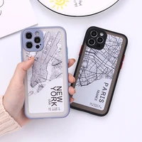 ins travel country sketch exclusive city map for apple iphone 11 12 13 pro max mini 7 8 xr x xs max shockproof case cover
