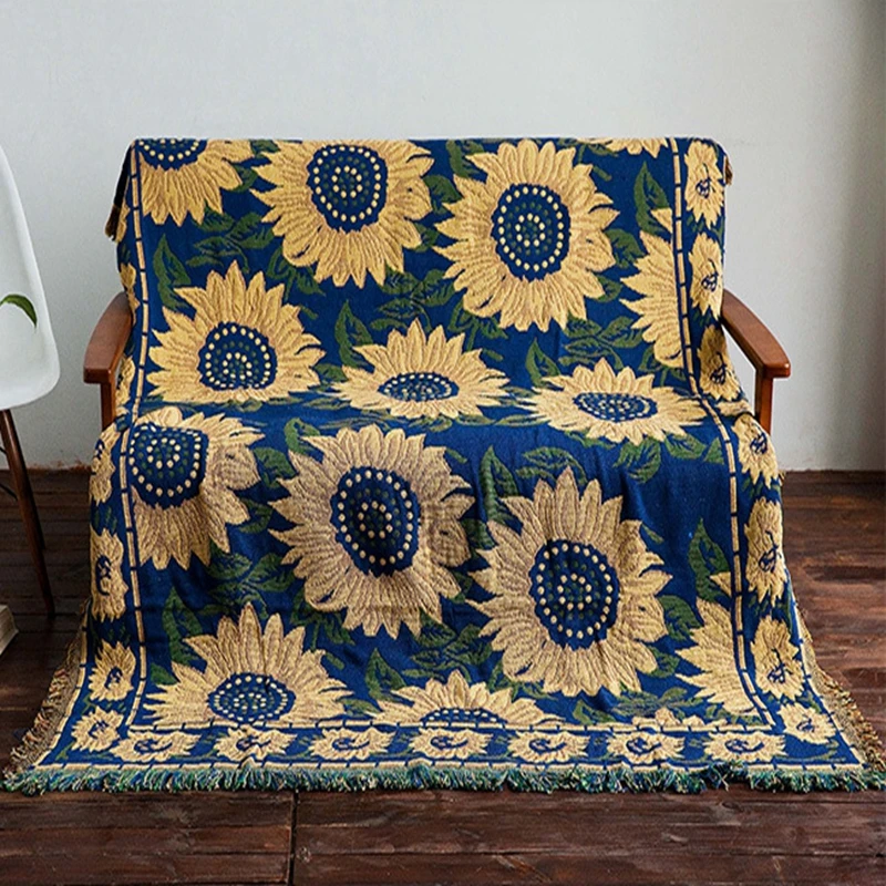 Американский кантри диванные одеяла подсолнухи декоративные Slipcover кидает на диван кровать путешествия коврики коврик-шарф кисточки