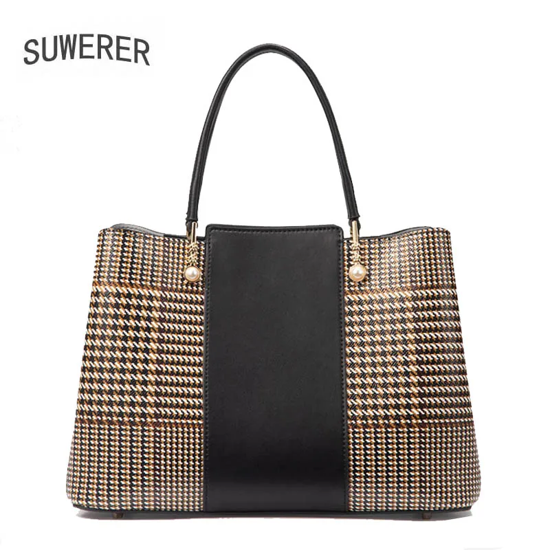 

SUWERER New Women Leather Bag Fashion quality luxury handbags women bags designer cowhide leather shoulder bag women handbags