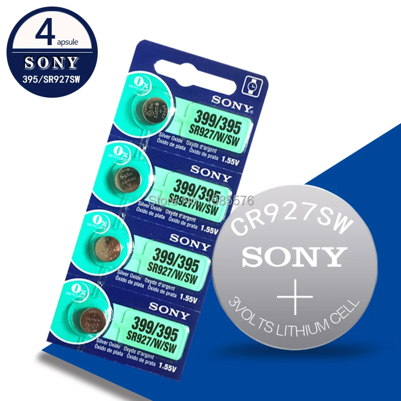4 шт./лот для Sony оригинал 1 55 в 395 SR927SW 399 SR927W AG7 LR927 кнопочный Аккумулятор монет