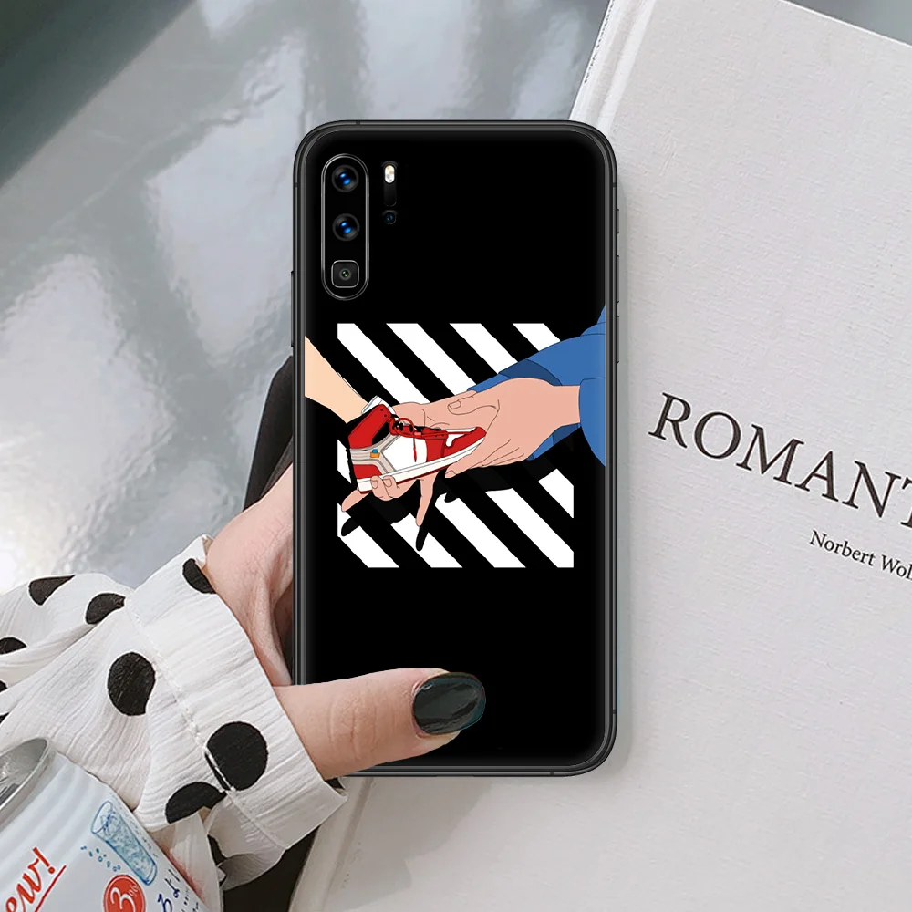 

Fashion Trend Brand Shoe Phone Case For Huawei P 10 20 30 40 Mate Smart Lite Z 2019 Pro Black black Etui 3D Cell Fashion Back