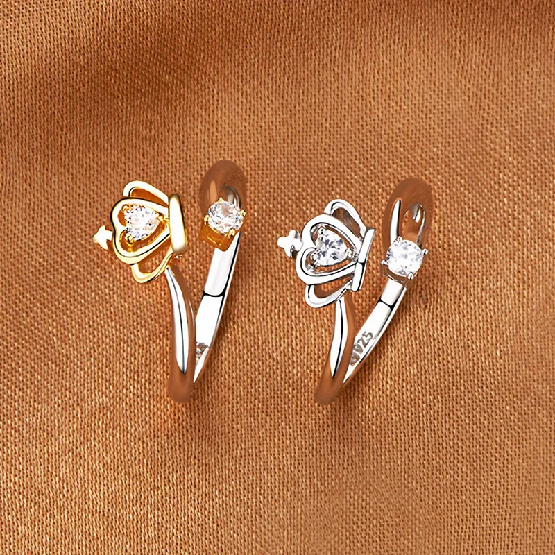 Кольца для девочек-подростков золотые милые кольца с короной и кристаллами