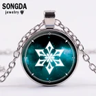 Металлическое ожерелье Genshin, ожерелье с кабошоном, куполой, стеклянной поверхностью, Длинное украшение в подарок