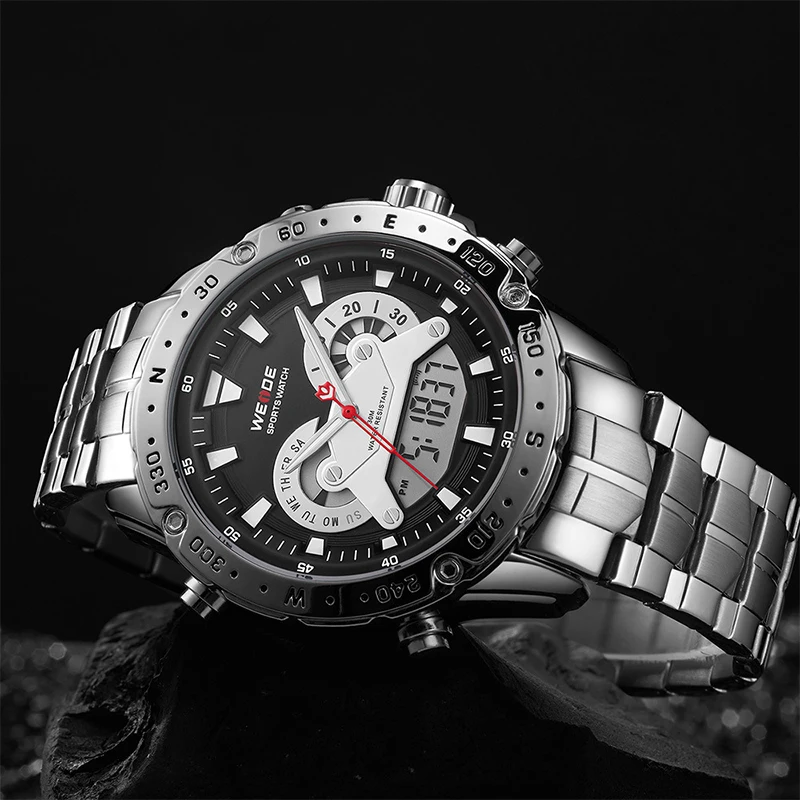 

WEIDE Sport Watch Men Quartz Multifunction Military Stainless Steel Strap Clocks Wrist Watch Relogio Masculino Watches