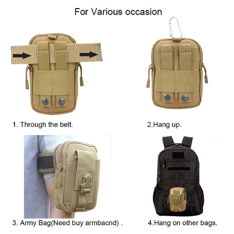 

Men Tactical Bag Outdoor Travel Camping Hiking Mobile Phone Bag Small Molle Pouch Belt Waist Pack Bag Military Pocket Gadget Bag