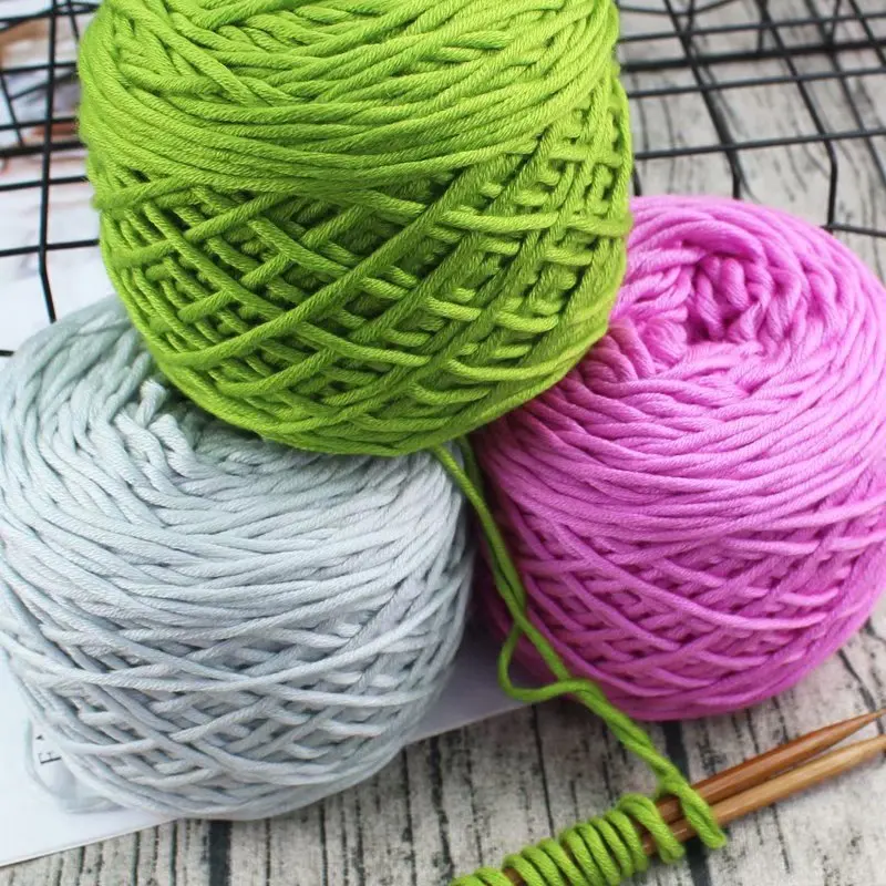 

2pcs 200g/ball Hand-woven Diy Knitting Self-woven 16-strand Scarf Thread Milk Cotton Swab Needle and Thread Coarse Wool Ball