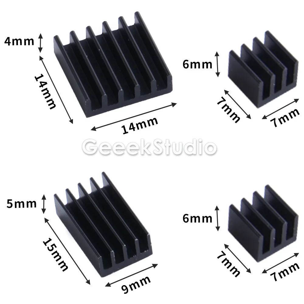 New 1 Set of 4 pcs Aluminum Heat Sink Silver / Black or 2 set 5 Pack for Raspberry Pi 4B Model B | Компьютеры и офис