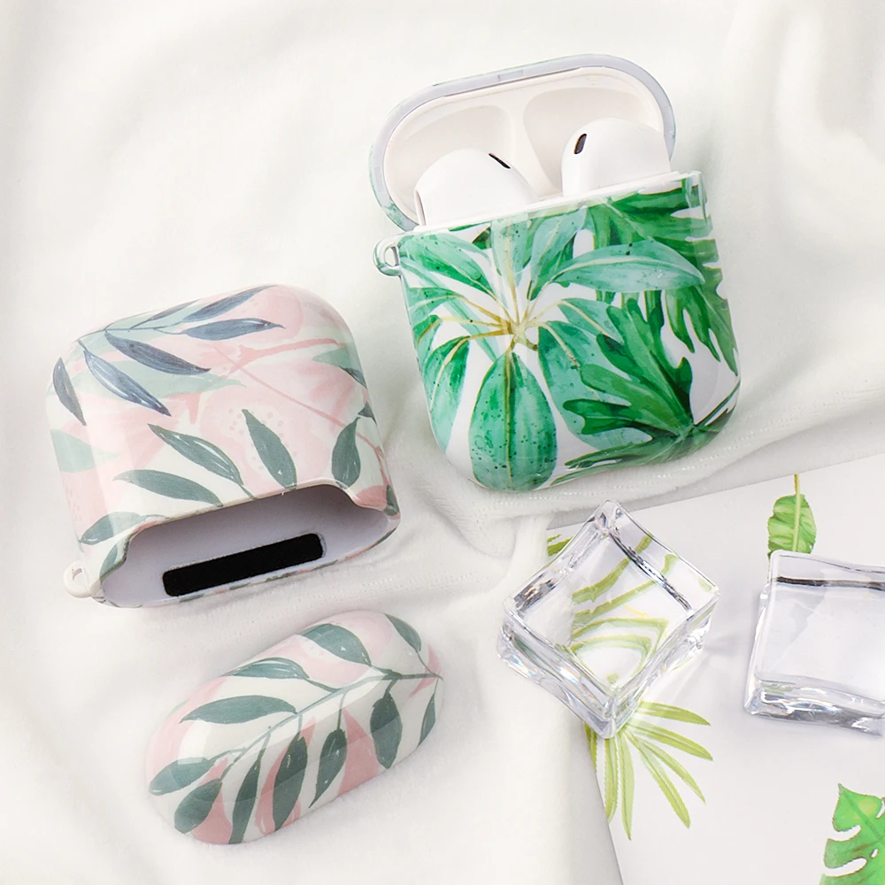 Чехол из поликарбоната с милыми цветами и фруктами для Apple AirPods 2, полное покрытие, мультяшный рисунок, наушники, Жесткие ПК-Чехлы для Apple Air Pods, чехол