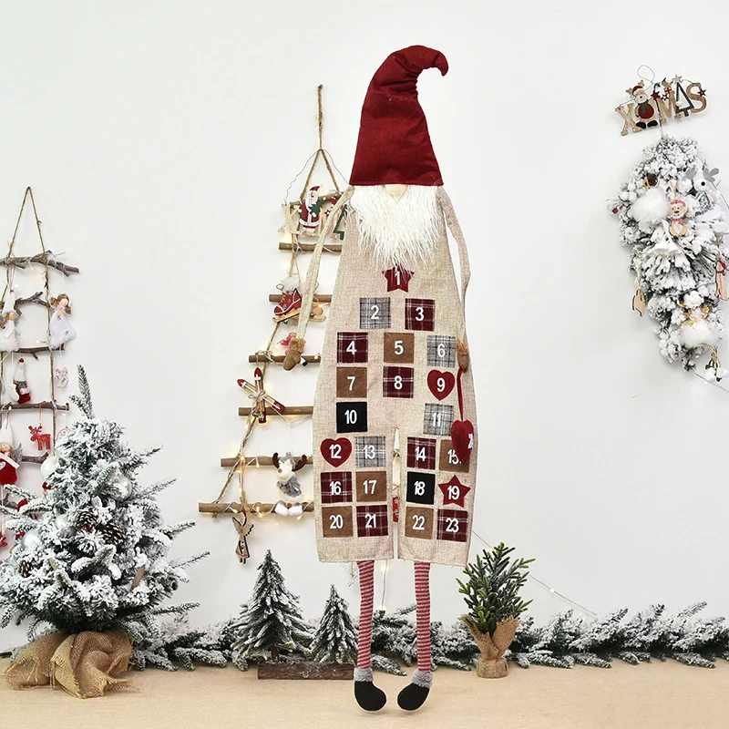 

Christmas Calendar Fabric Advent Faceless Doll Countdown Santa Claus Calendar Merry Christmas Decor